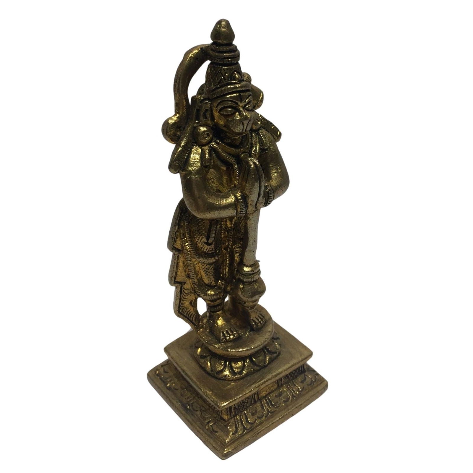 Vinaya Anjaneya with tail on his head Brass Antique 4 inch - Sri Prarthana