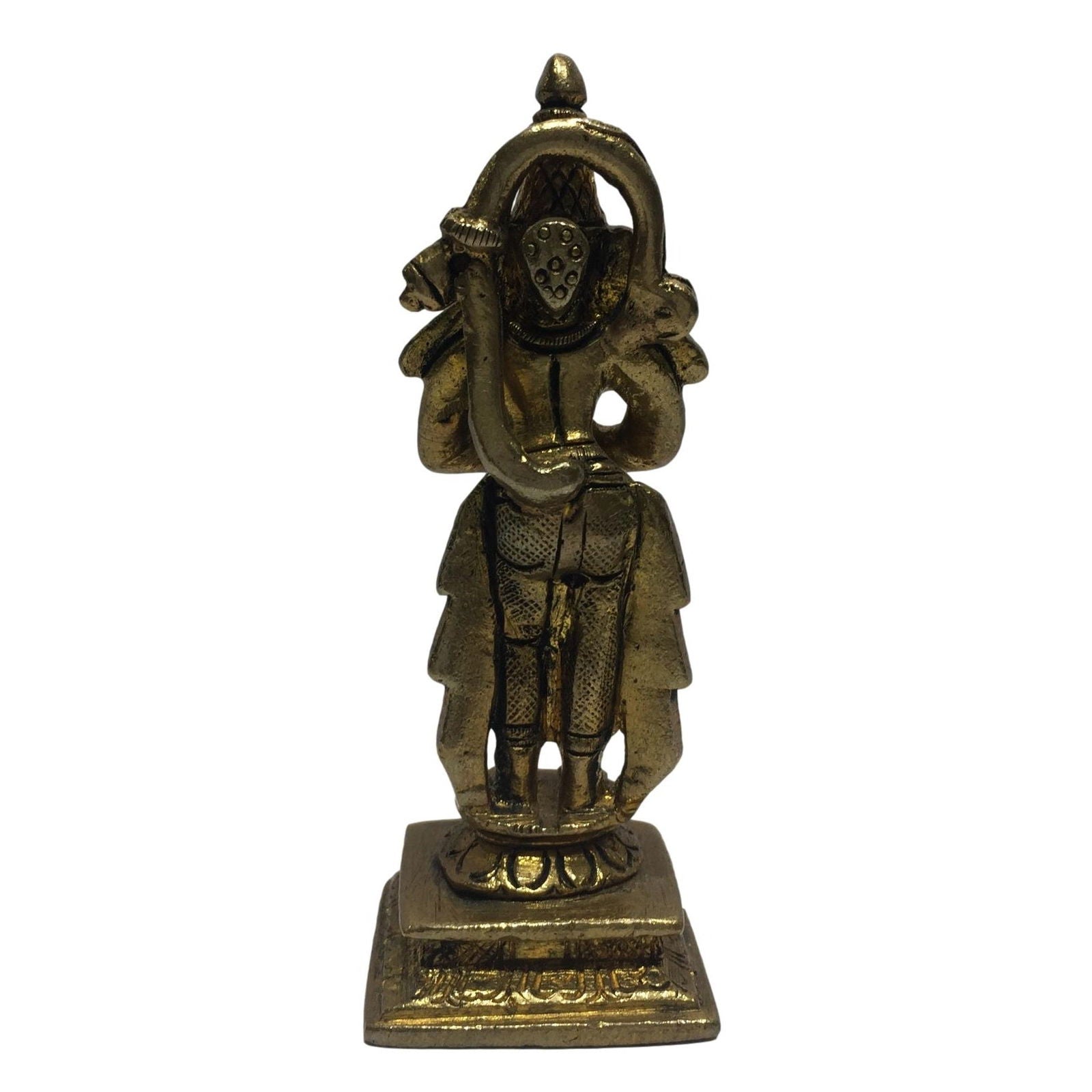 Vinaya Anjaneya with tail on his head Brass Antique 4 inch - Sri Prarthana