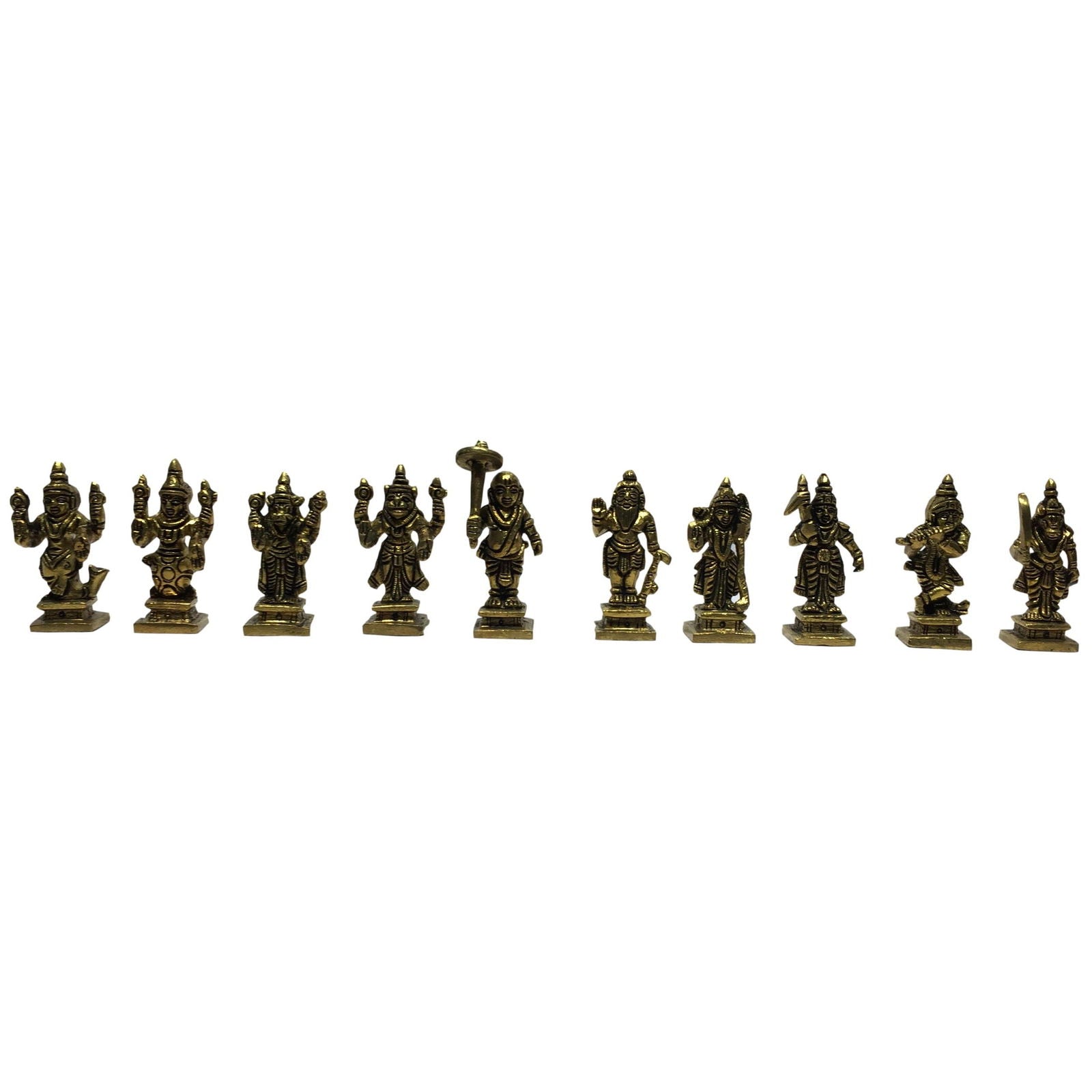 Vishnu Dasavatharam Set Brass Antique Figurine Set 2.5 Inch - Sri Prarthana
