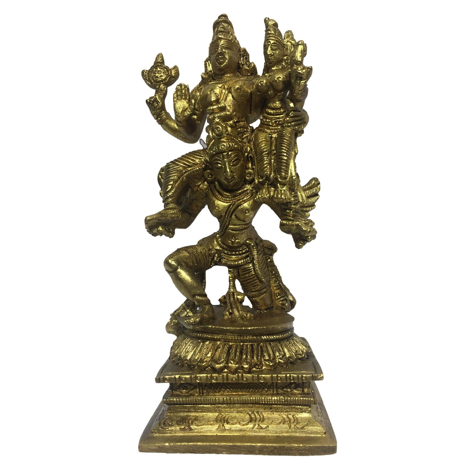 Vishnu and Lakshmi on Garuda Sevai Brass Antique Vigraham 5.5 Inch - Sri Prarthana
