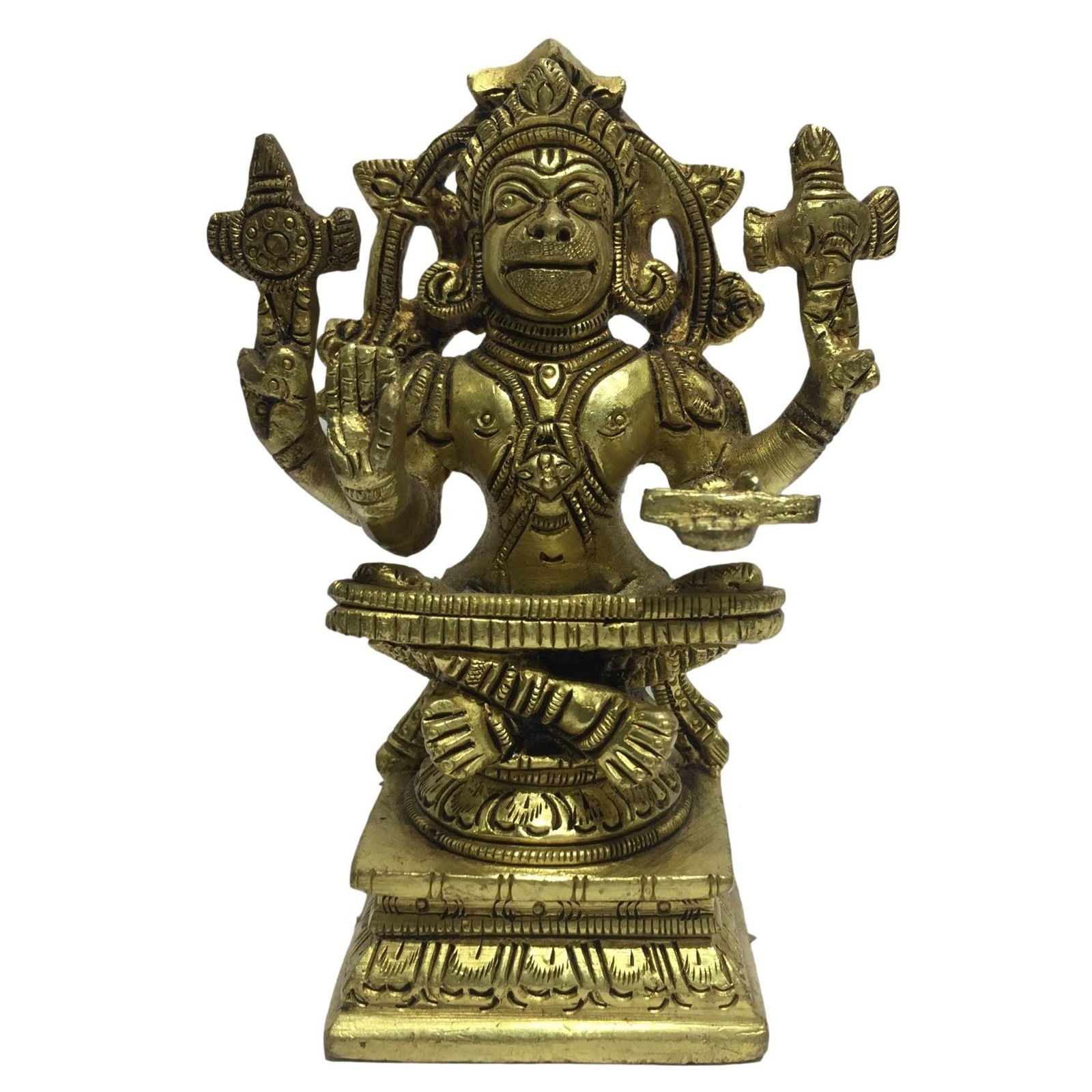 Yoga Anjaneya Brass Antique 4.5 inch - Sri Prarthana