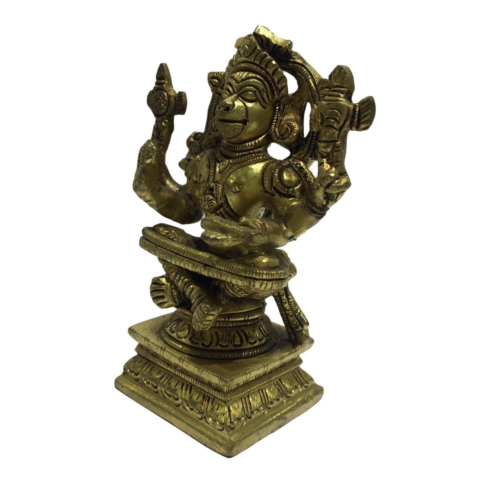Yoga Anjaneya Brass Antique 4.5 inch - Sri Prarthana