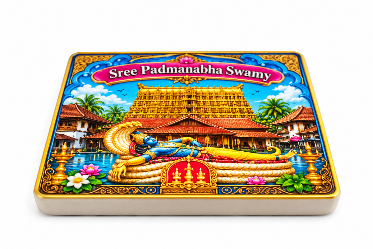 Sree Padmanabha Swamy Ceramic Magnet 2.7 X 2.7 cms
