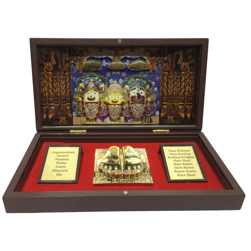 Puri Jaganath Gold Plated Charan Box Corporate Gift 21 x 11 cms