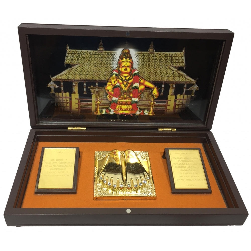 Swami Ayyapa Gold Plated Charan Box Corporate Gift 21 x 11 cms