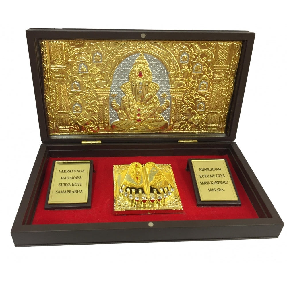 Sri Ganesh Gold Plated Charan Box Corporate Gift21 x 11 cms