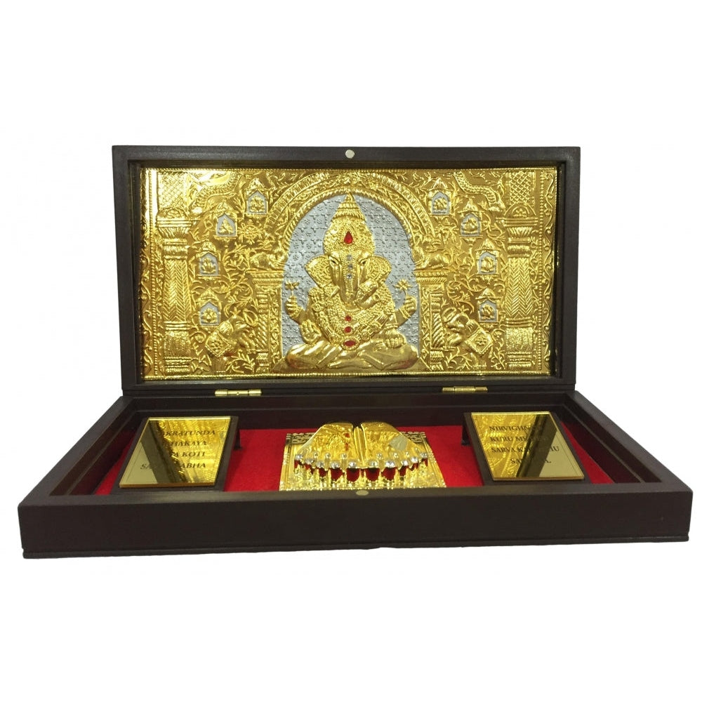 Sri Ganesh Gold Plated Charan Box Corporate Gift21 x 11 cms