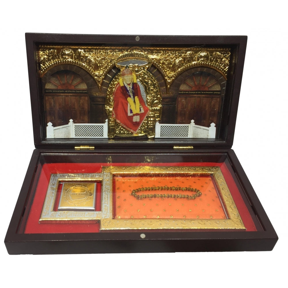 Sai Baba Gold Plated Charan Box Corporate Gift 21 x 11 cms