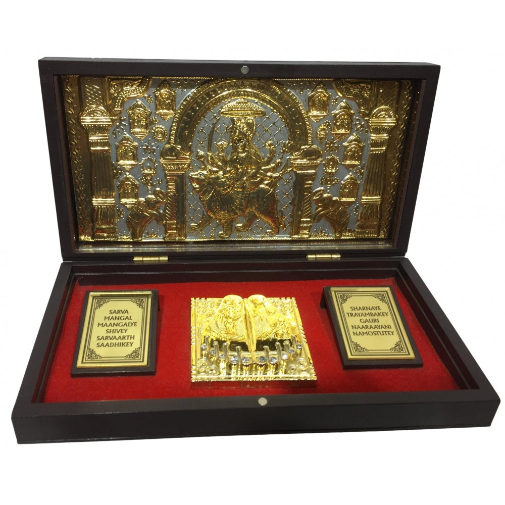 Sri Vaishno Devi Durga Maa Gold plated Charan Box Corporate Gift 21 x 11 cms