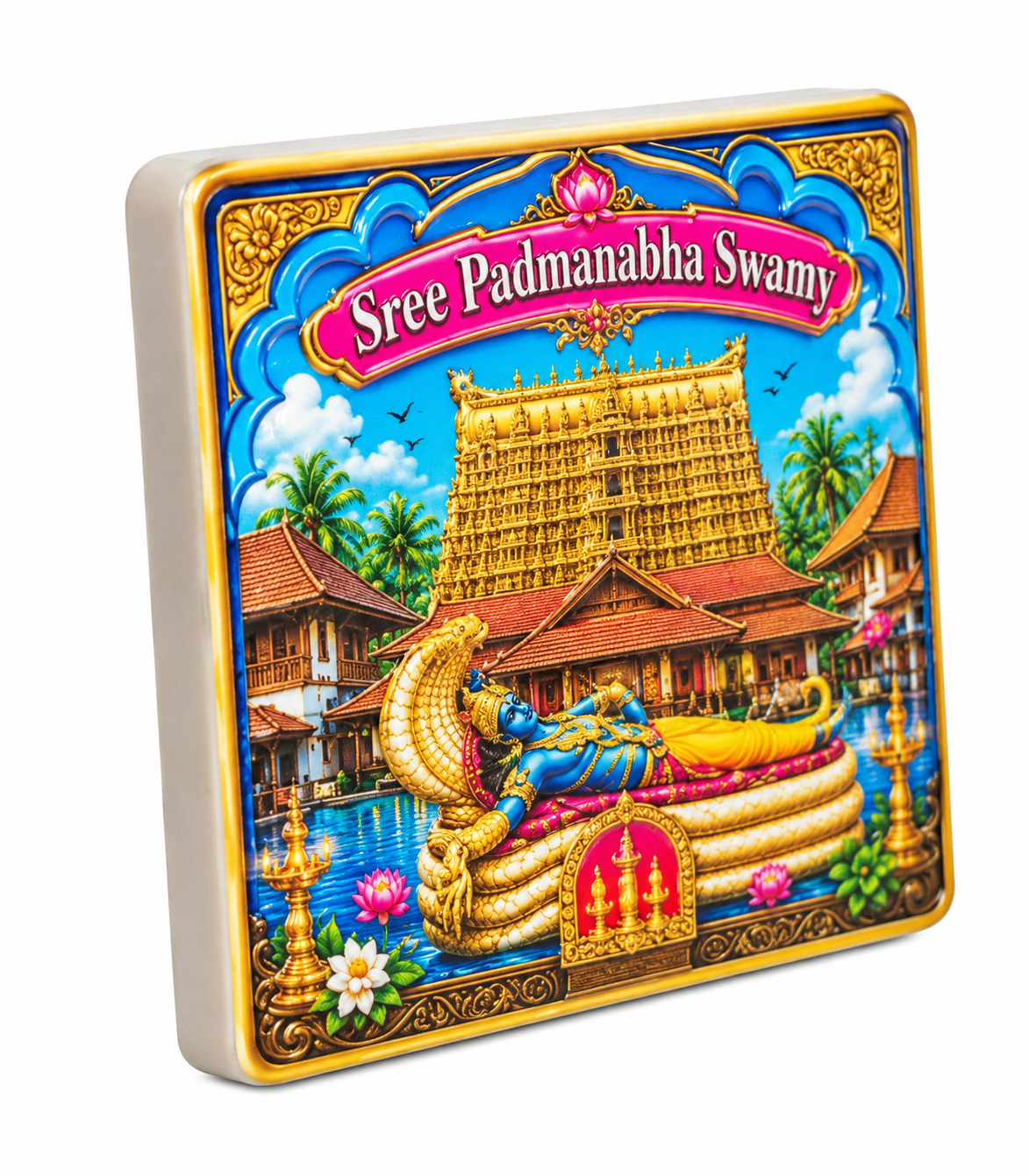 Sree Padmanabha Swamy Ceramic Magnet 2.7 X 2.7 cms