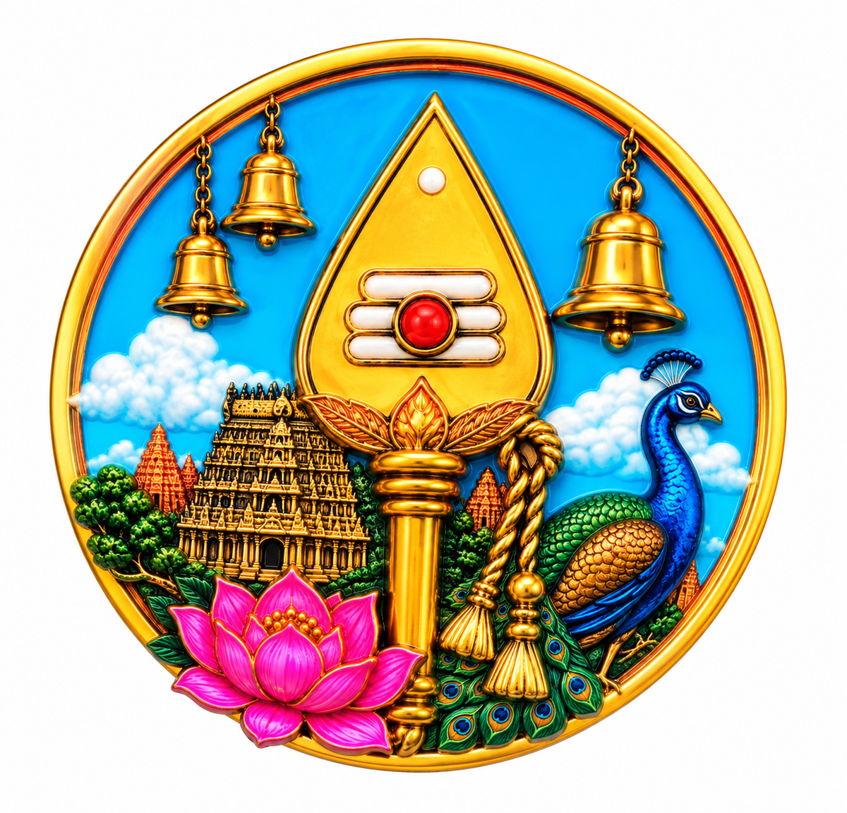 Lord Murugan Vel Magnet-Dimension 3 X 3 cms