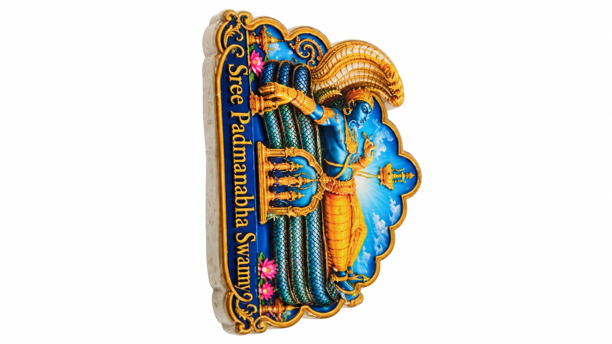 Sree Padmanabha Swamy Ceramic Magnet- Dimension 2.6 X 3 cms