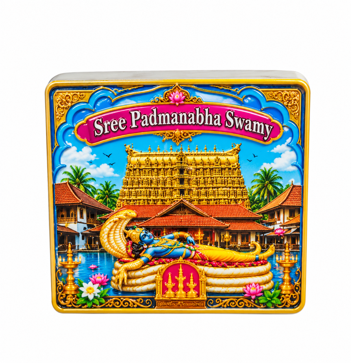 Sree Padmanabha Swamy Ceramic Magnet 2.7 X 2.7 cms