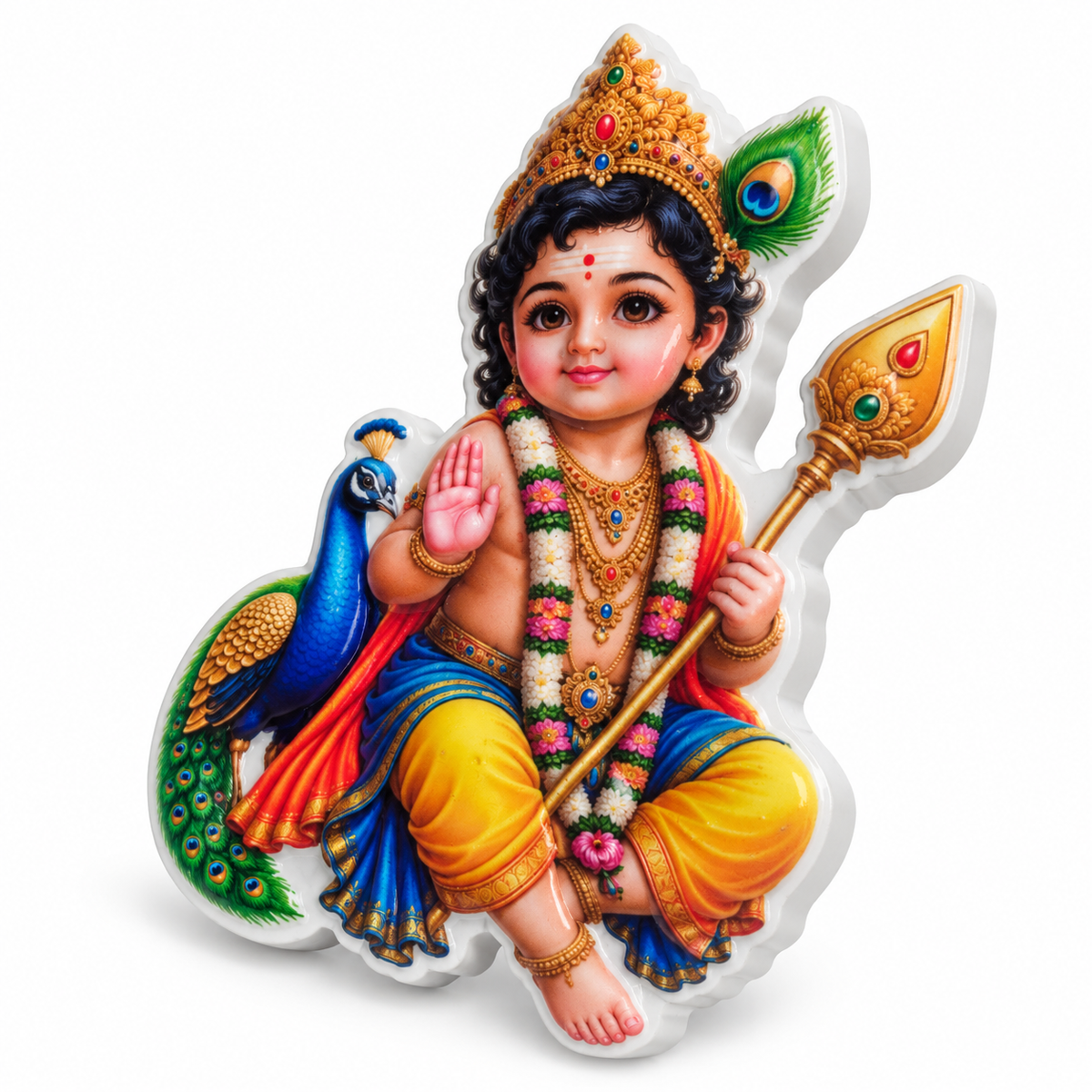Lord Murugan Ceramic Magnet-Dimension 3 X 2 cms