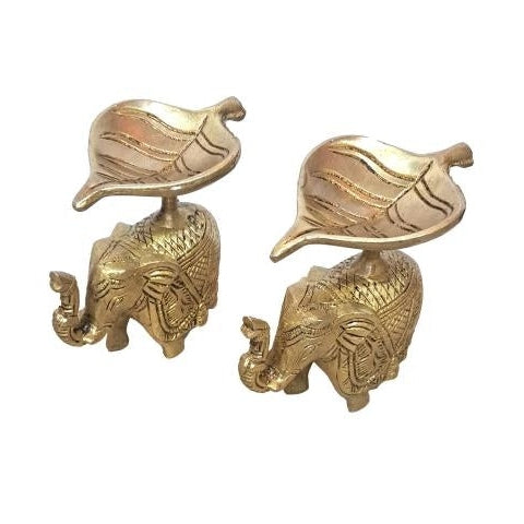 Brass Elephant Lamp Pair - 4 Inches