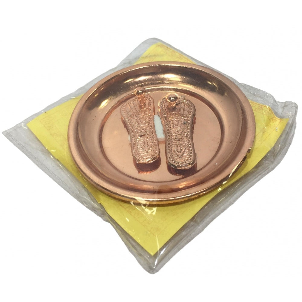 Charan or Padham Figurine on plate Copper plated Divine Gift