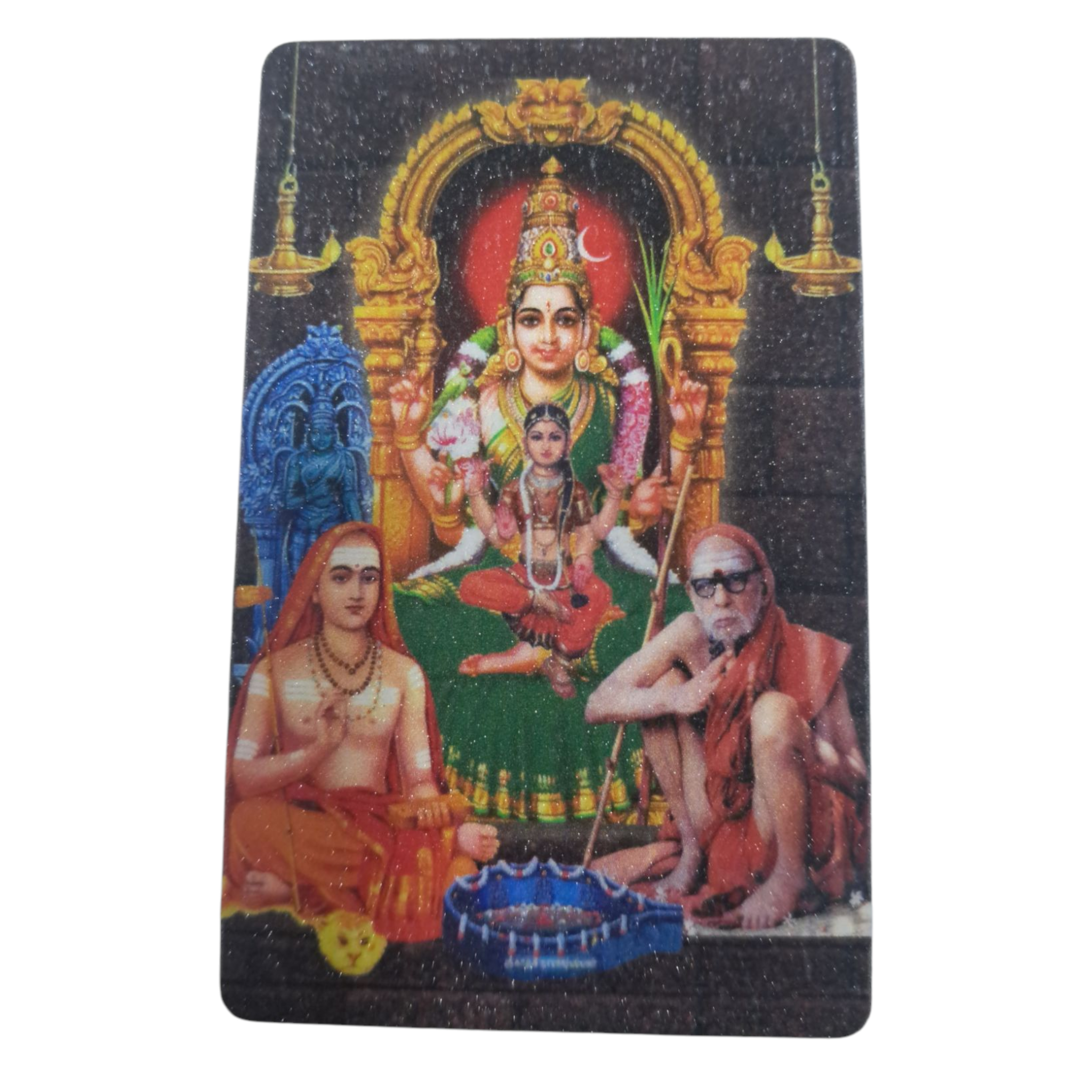 Multicolour Kanchi Kamakshi, Advaitha Saints Sree Adi Shankara and Maha Periyava  Fridge Magnet Divine Decorative Souvenir 5.5 X 8.5 Cms