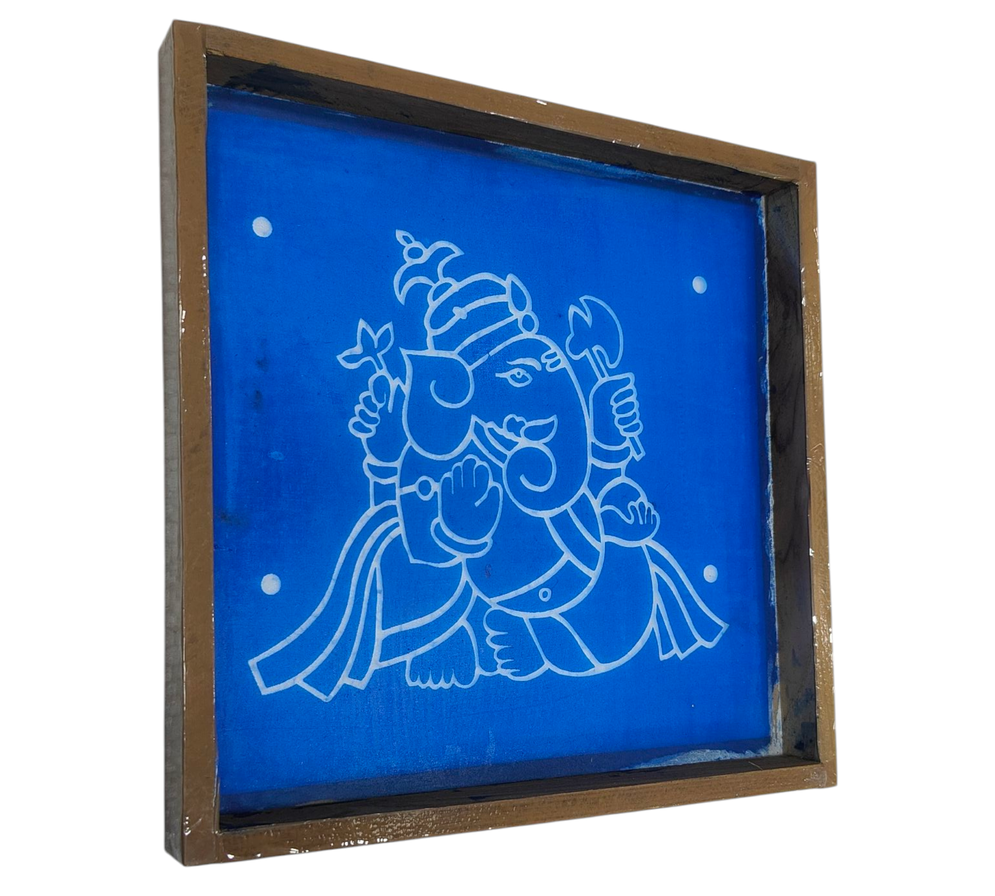 Square Wooden Frame Sri Ganesh Ji Kolam design Rangoli reusable Stencil – size 7 inches பிள்ளையார் கோலம்