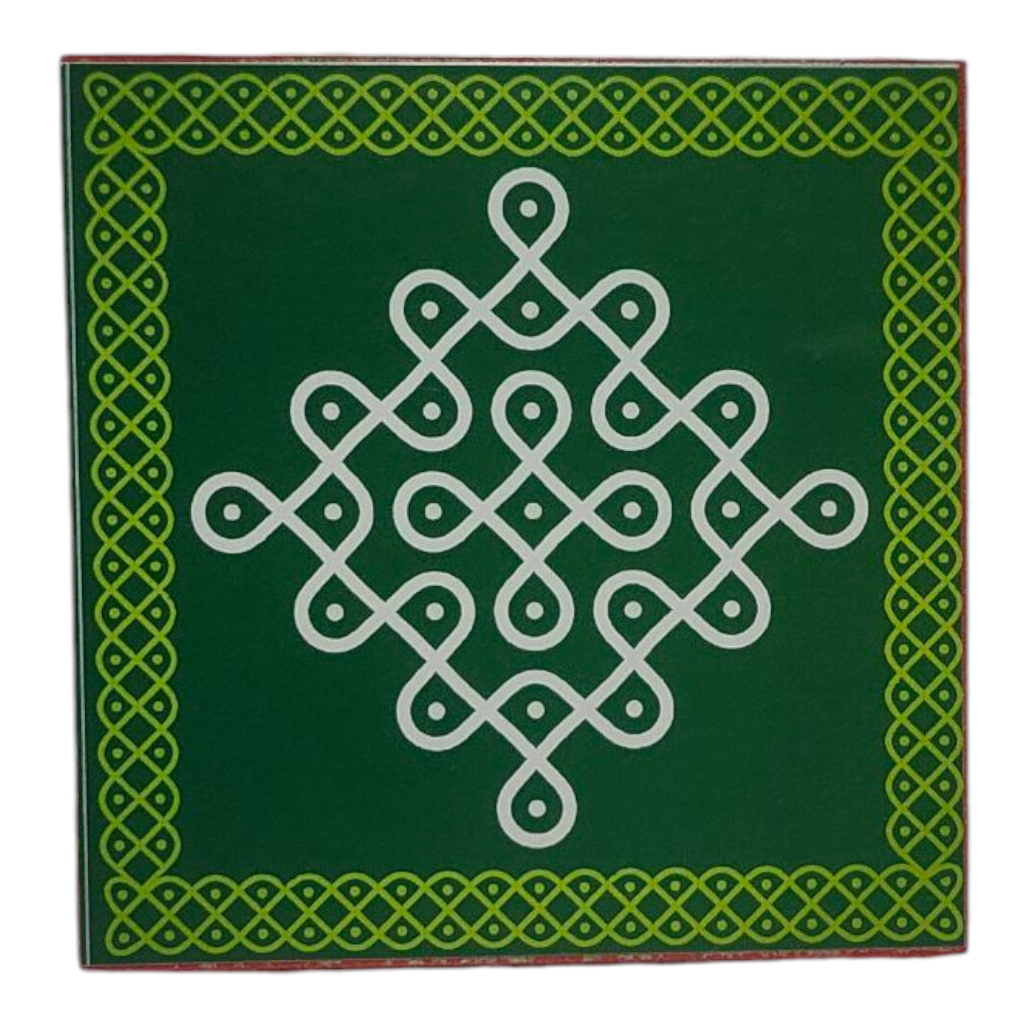 Country Wood Square Kola Manai Rangoli Chowki size 3 inch for Pooja Decoration & Gifting