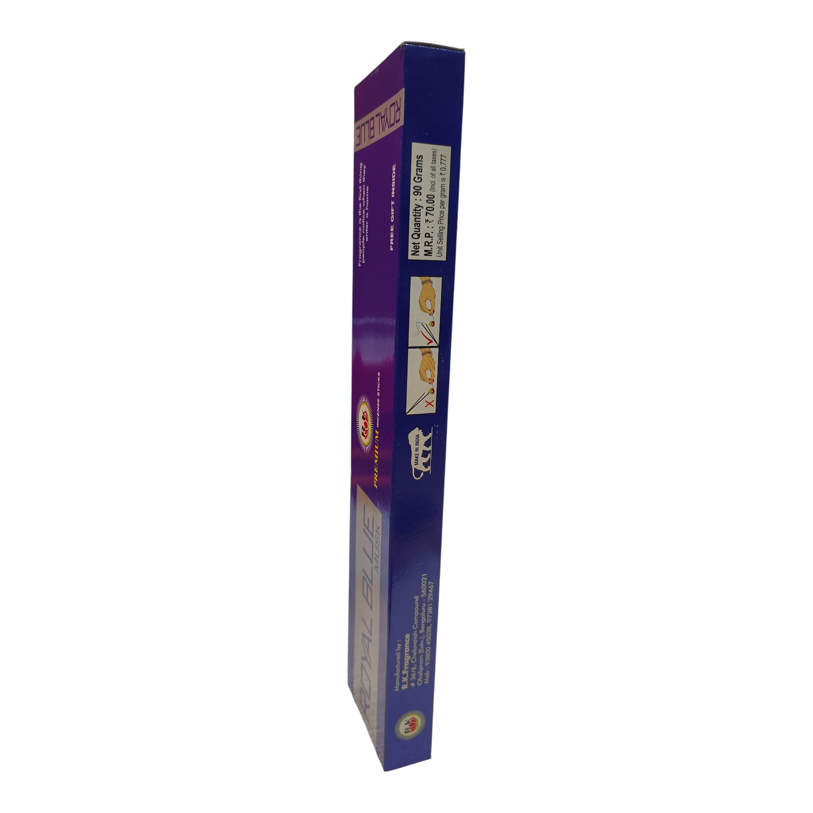 R.K. Fragrance Royal Blue Musk Premium Incense Sticks - a luxurious aromatic experience