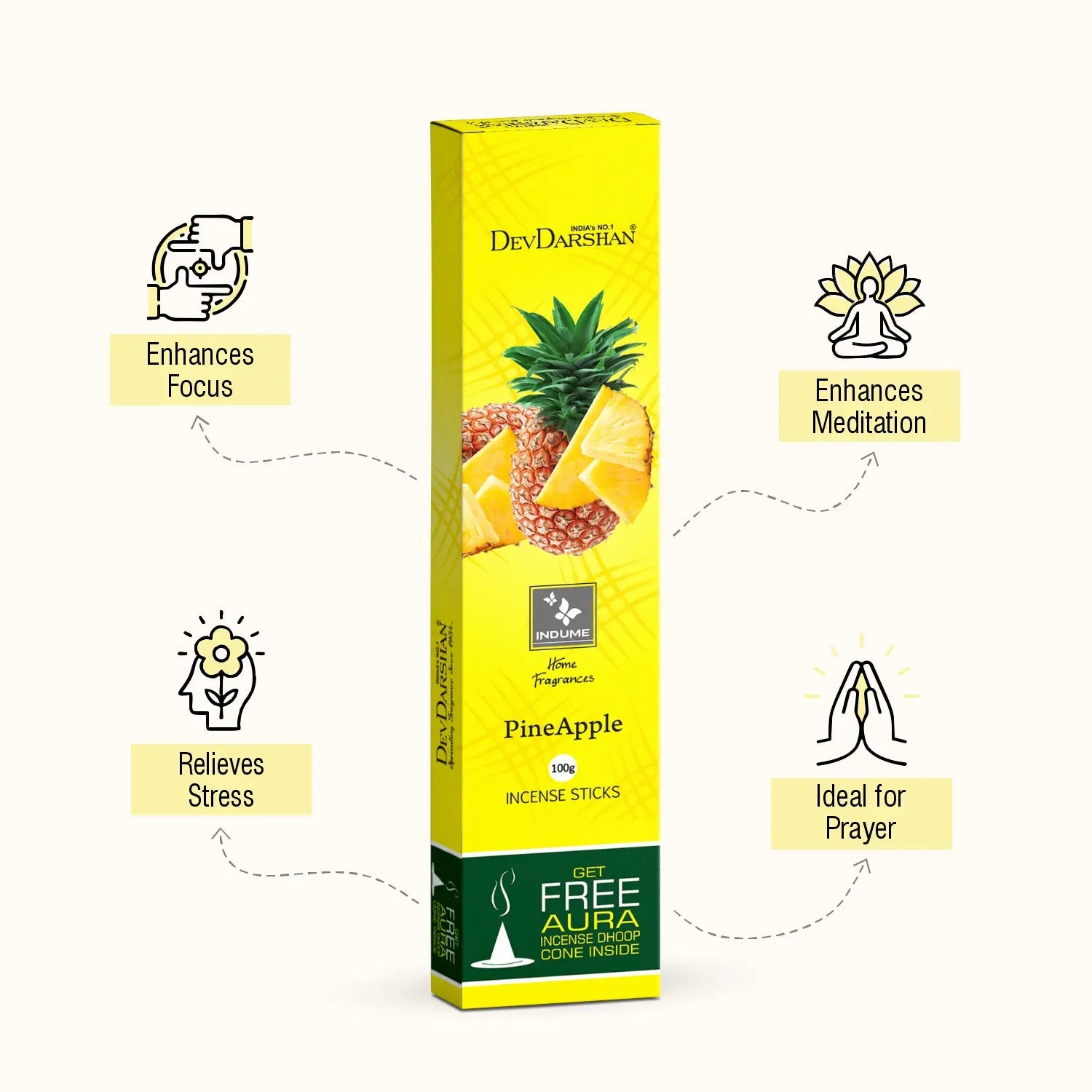 DevDarshan Pineapple Incense Sticks - an exceptional Aroma for living rooms & Meditation
