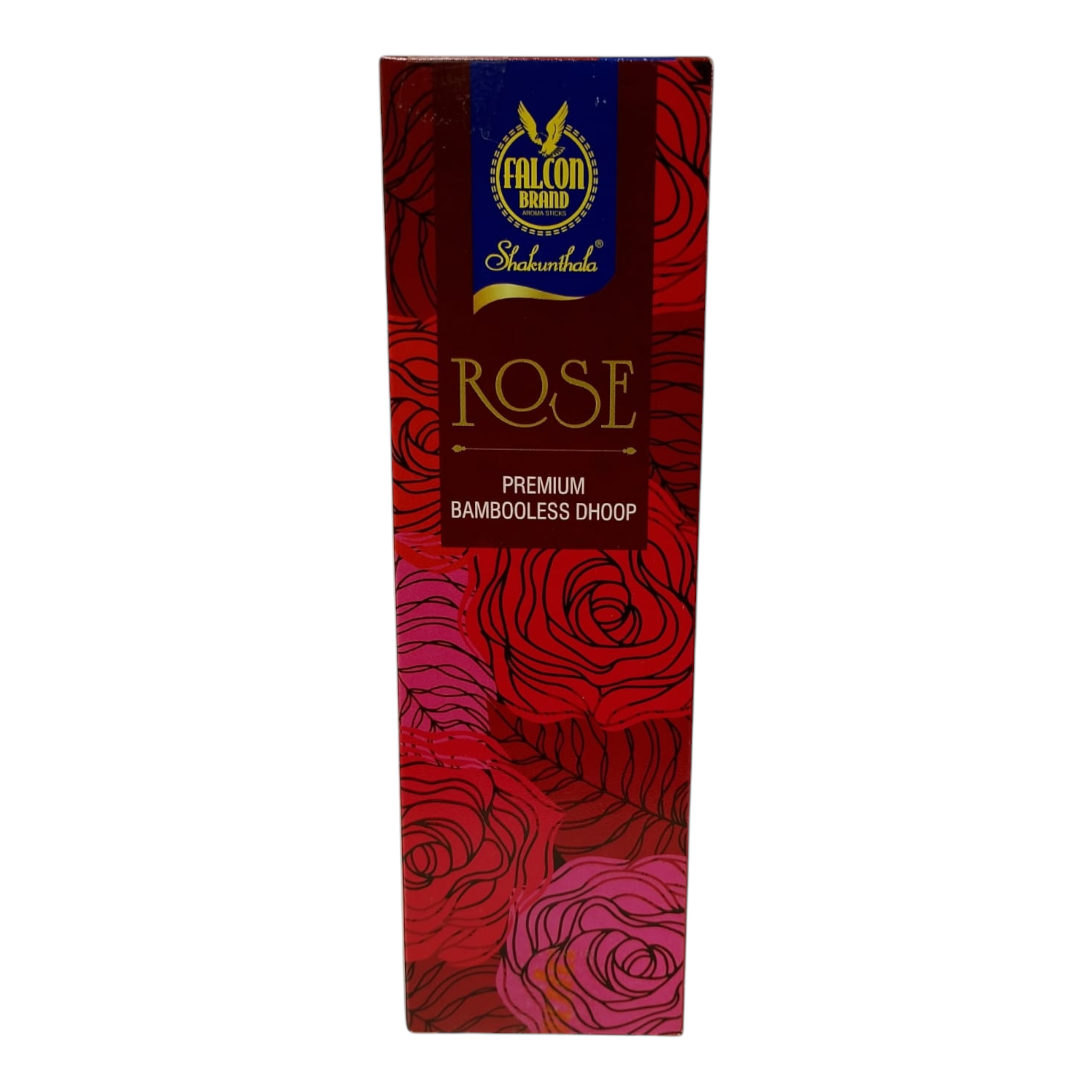 Falcon Brand Rose Premium Bambooless Dhoop Sticks - 100% Charcoal Free - Long Lasting Rose Fragrance
