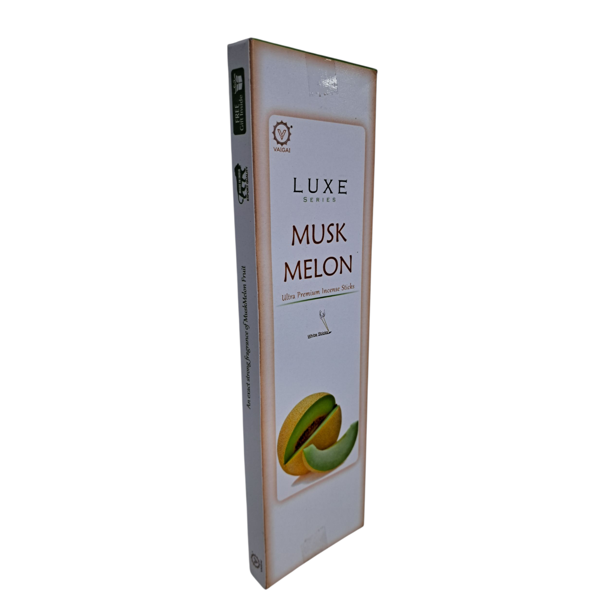 Luxe Musk Melon Ultra-Premium White Incense Sticks -Refreshing Fruity Aroma for Meditation & Home Fragrance
