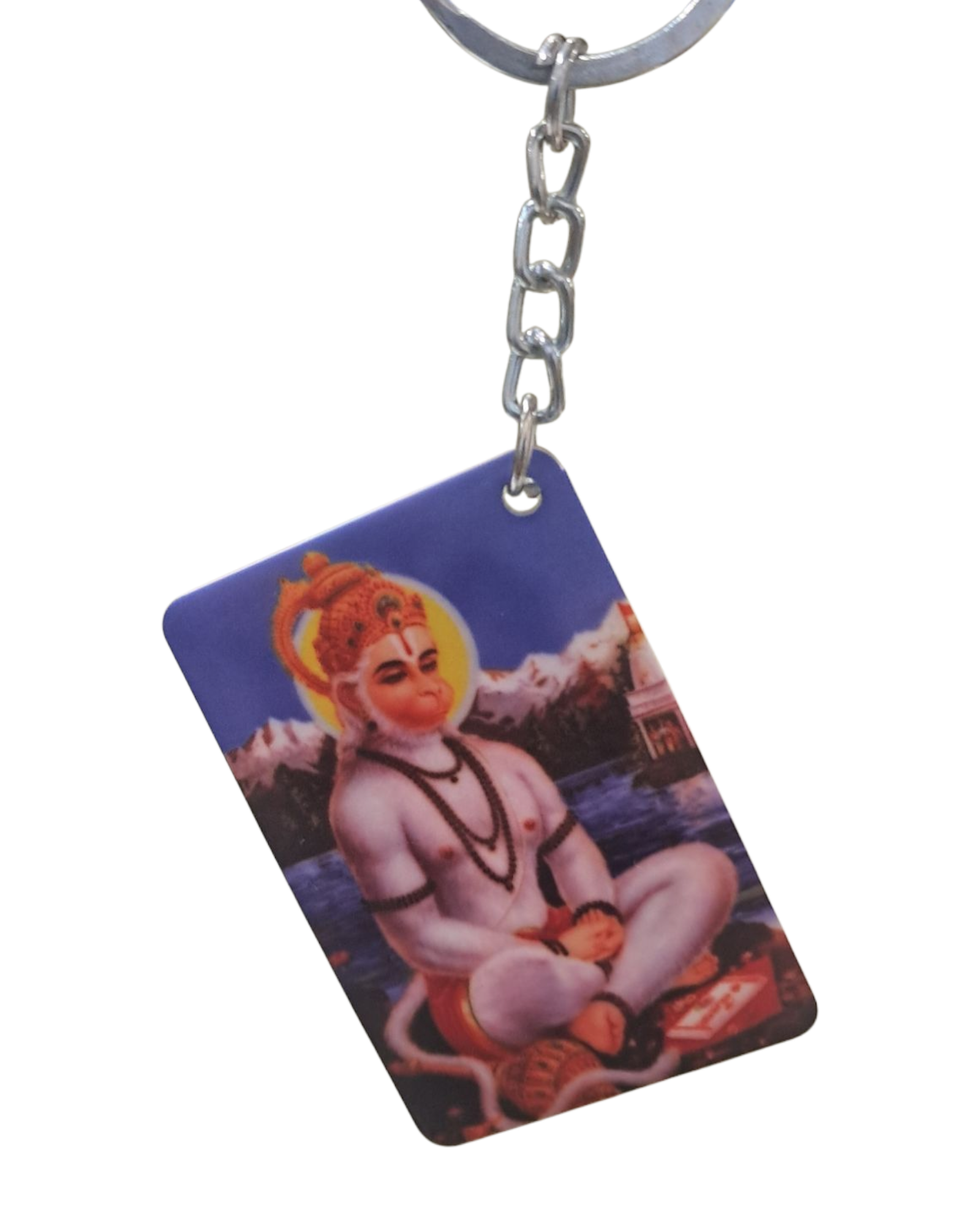 Ayodhya Ram Lalla & Yoga Hanuman Double-Sided Keychain – Spiritual Metal Key Ring for Devotees