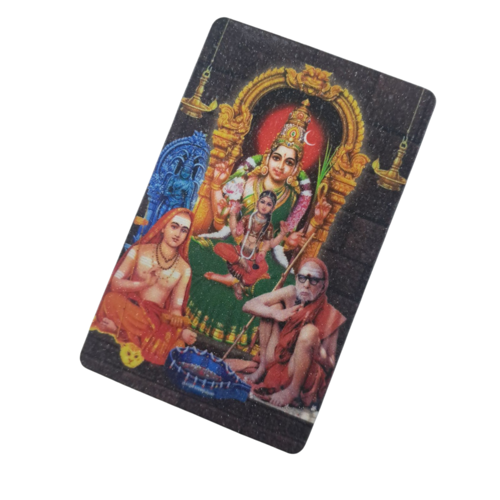Multicolour Kanchi Kamakshi, Advaitha Saints Sree Adi Shankara and Maha Periyava  Fridge Magnet Divine Decorative Souvenir 5.5 X 8.5 Cms