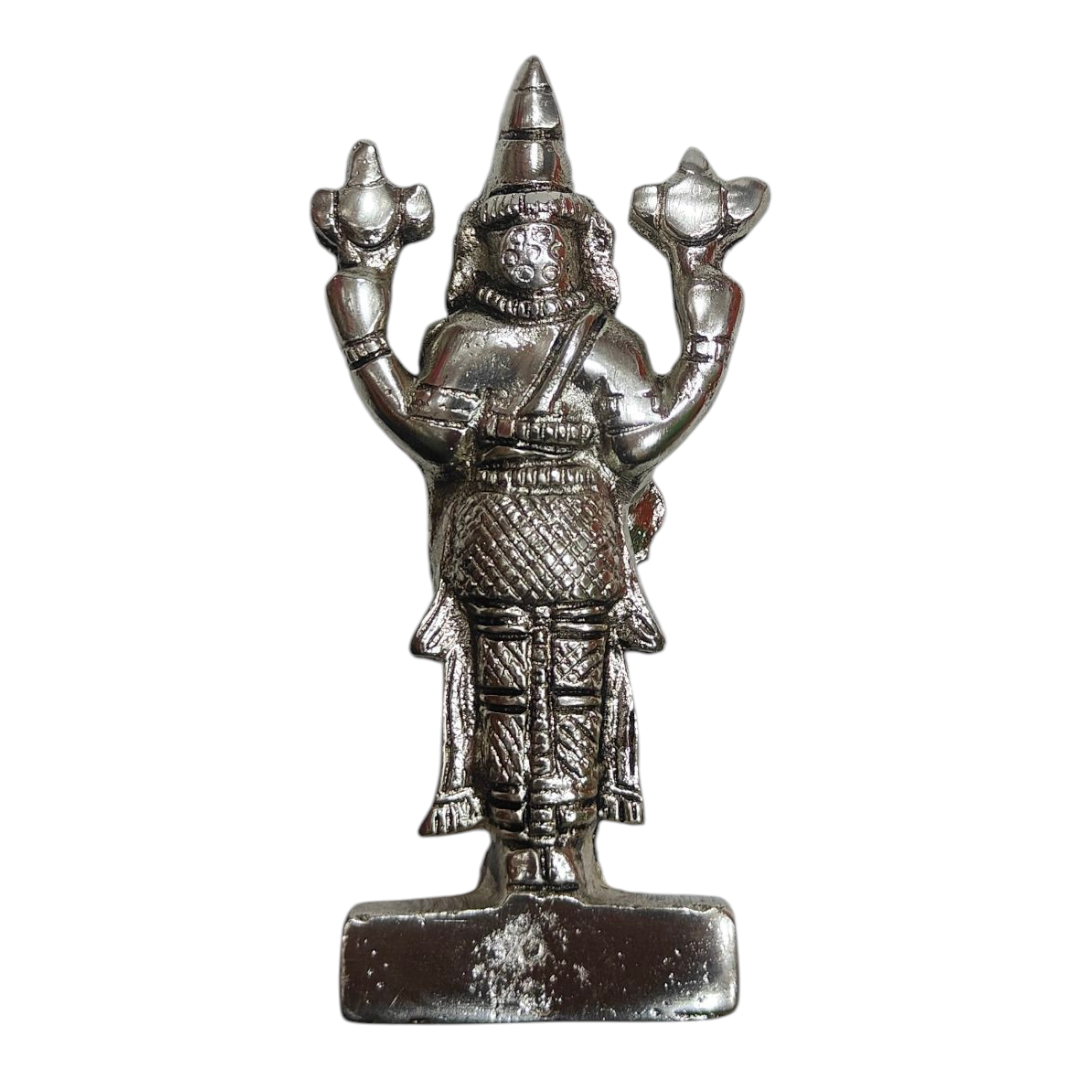 Thirumala Srinivasar Balaji Silver finish White Metal Decorative figurine size 4 Inches Table Top & Golu Décor