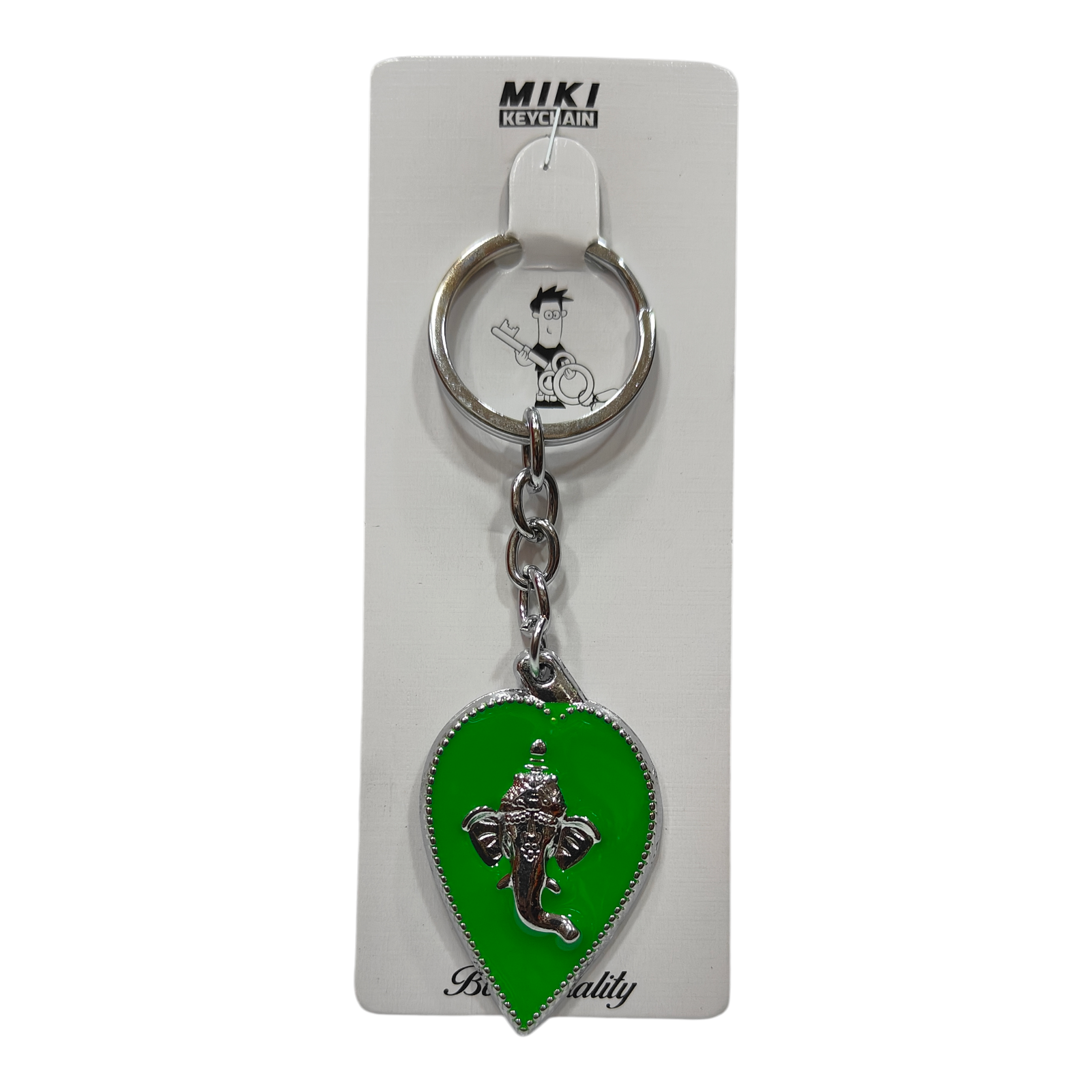Sri Ganesh on  Pipal Leaf Silver Metal Key Chain - Sri Ganesh Chathurthi spiritual Return Gift
