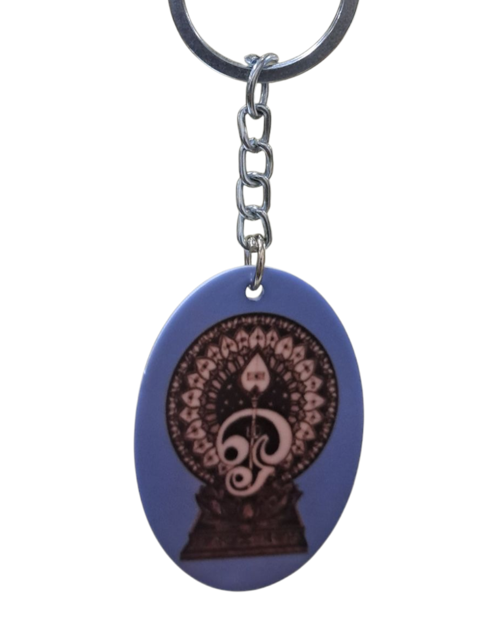 Vel Murugan and Tamil font "Ohm" double side oval Metal Key Chain - Divine Accessory for Car, Bike or Home Key