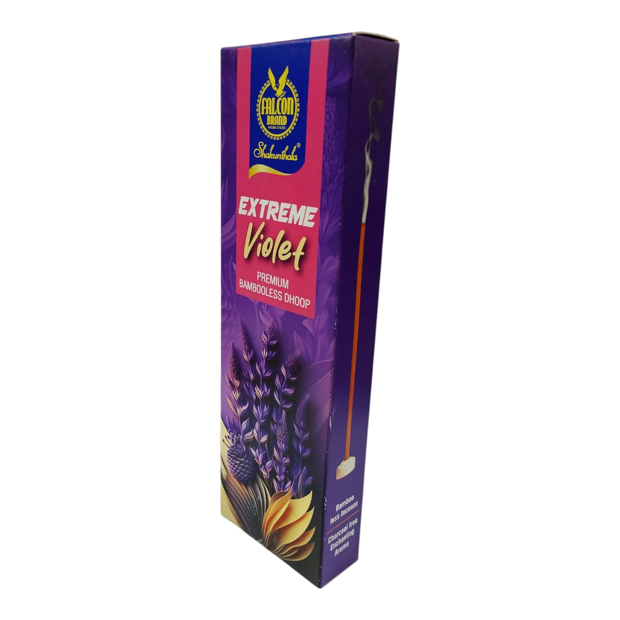 Falcon Brand Extreme Violet Premium Bambooless Dhoop Sticks - 100% Charcoal Free -
