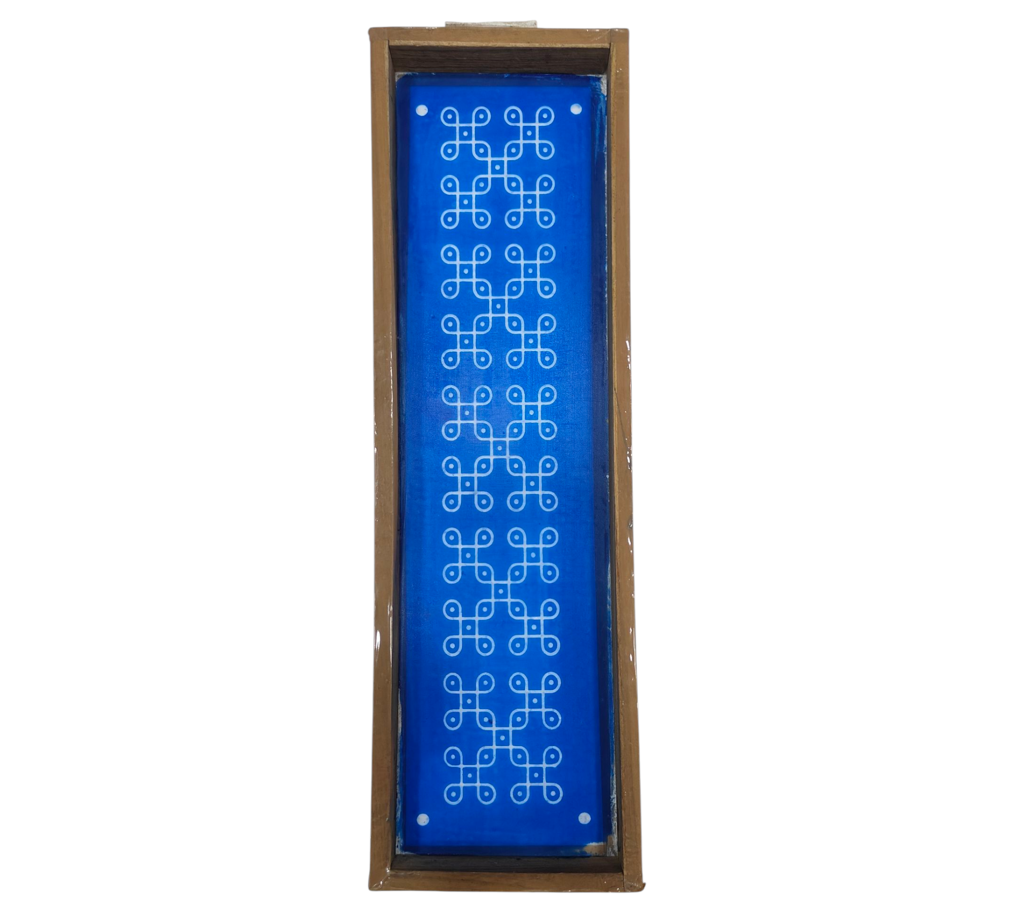 Rectangular Wooden Frame Geometric Pattern Rangoli/Kolam Border reusable Stencil – size 17 × 5 inches