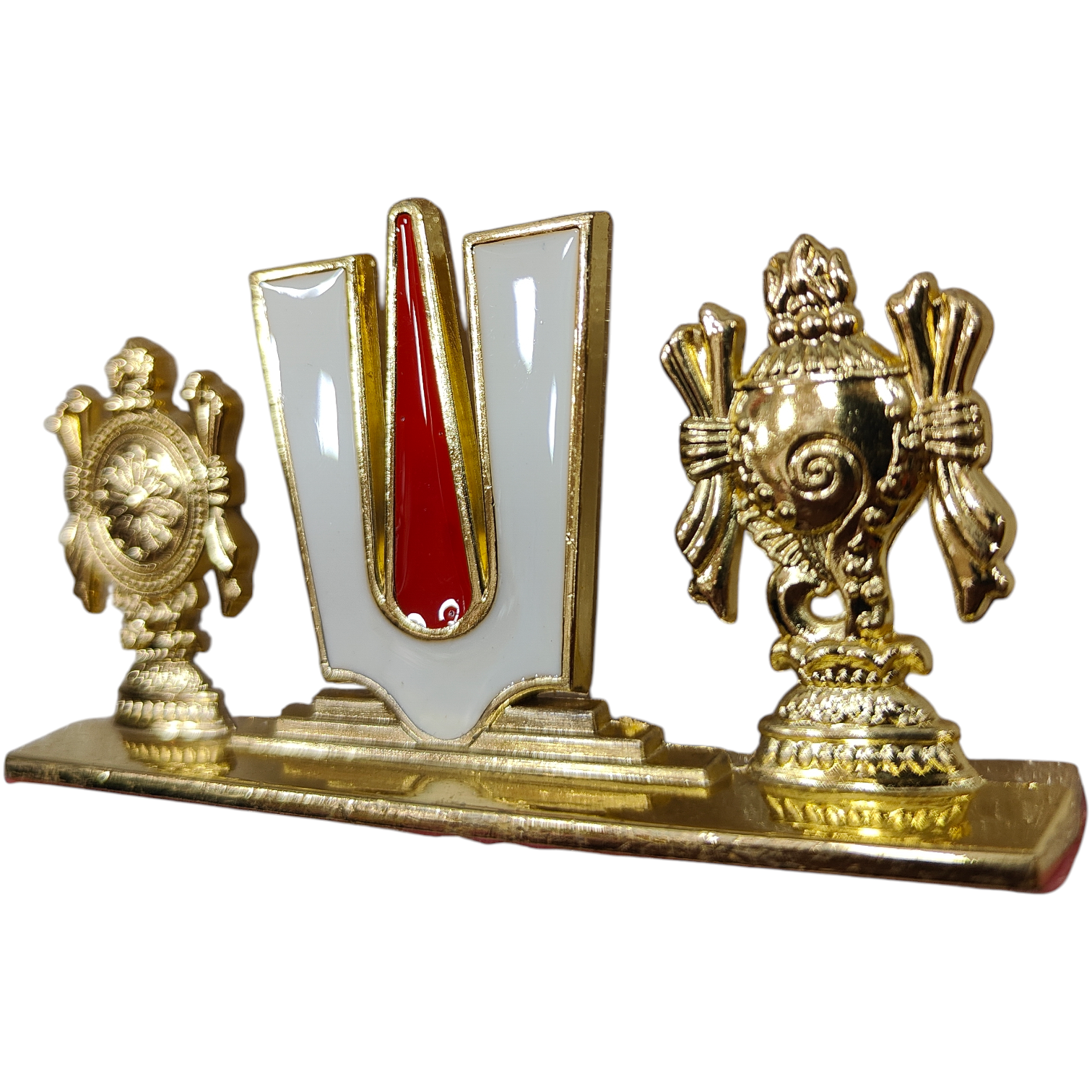Thenkalai Thirumankappu Shanku Chakra Golden & Silver Antique finish Car Dashboard Decor - Auspicious  Return Gift