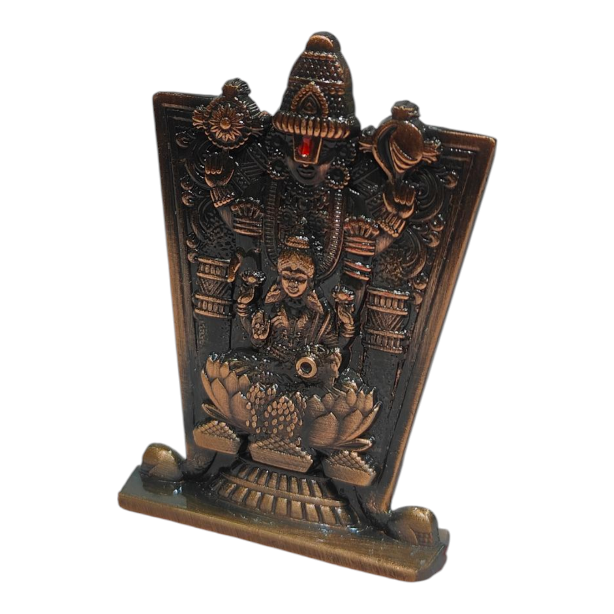 Lakshmi Srinivasa Perumal Golden Colour Copper finish Home Decor & Car Dashboard Figurine 3 inches