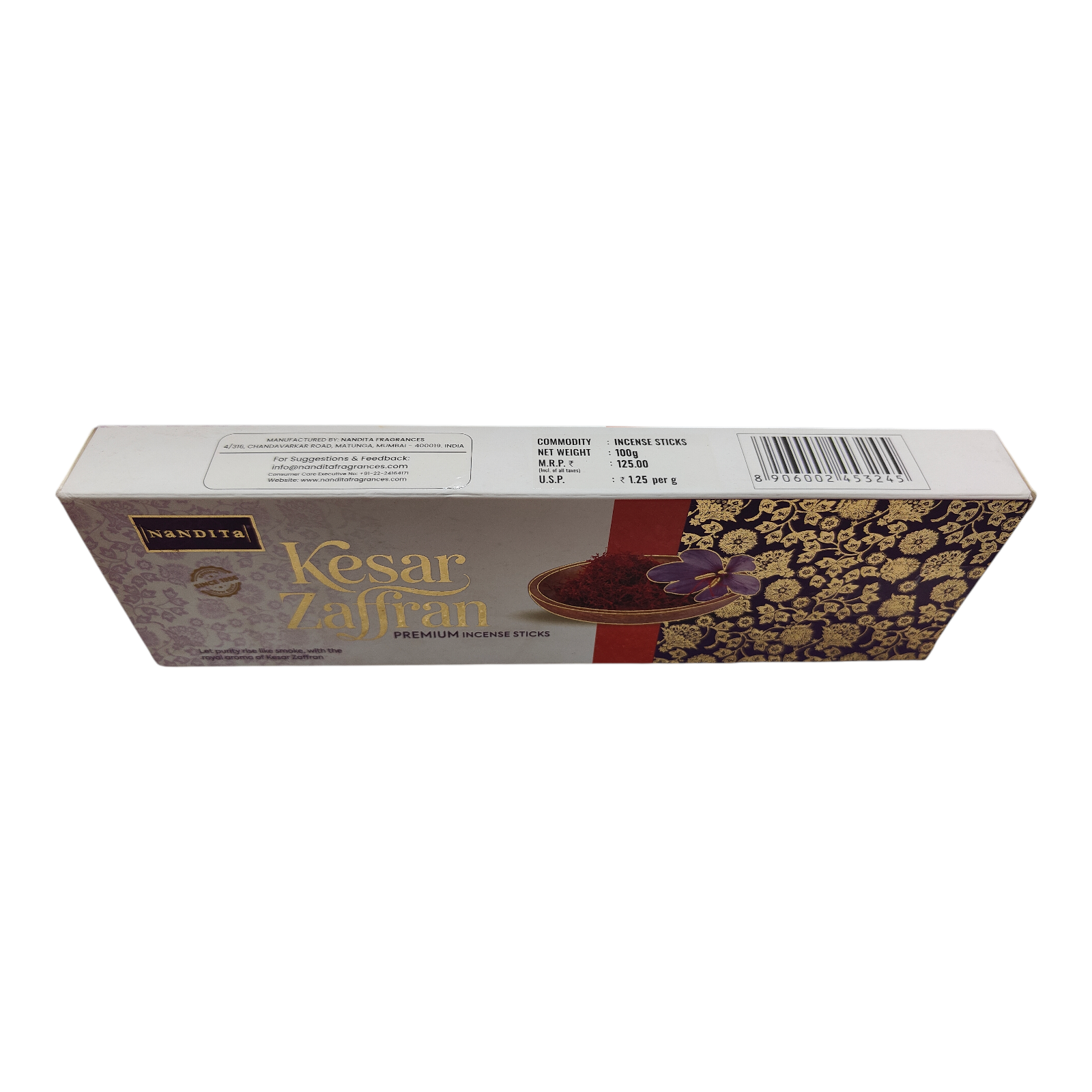 Nandita Kesar Zaffran Premium Incense Sticks - Saffron Masala Agarbatti for Meditation & Pooja