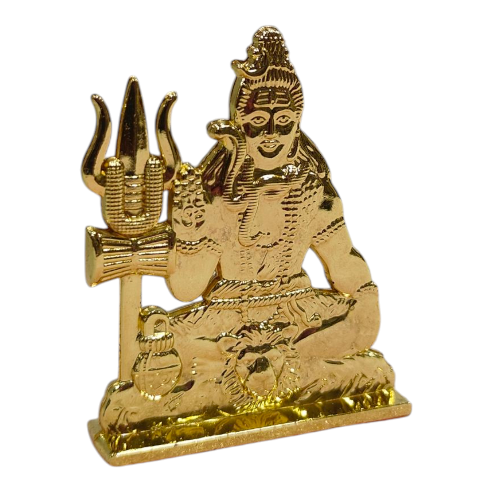 Yogi Shiva with Trishul Idol – Golden Home Decor & Car Dashboard Figurine 3 inches