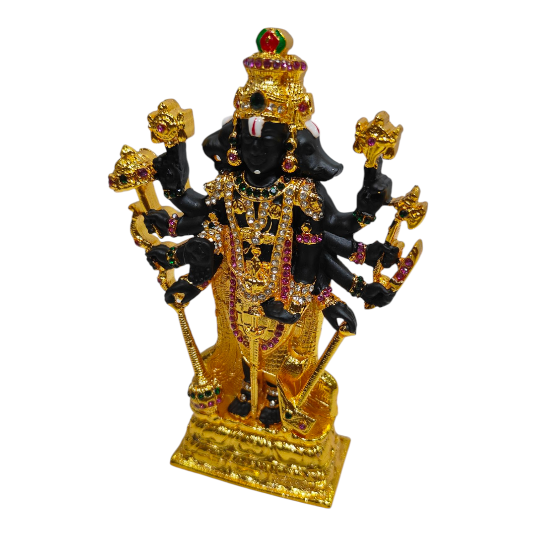 Stone Studded Multicolour Gold Finish Dasavathar Idol – Decorative Vishnu 10 Avatars Statue for Home & Pooja