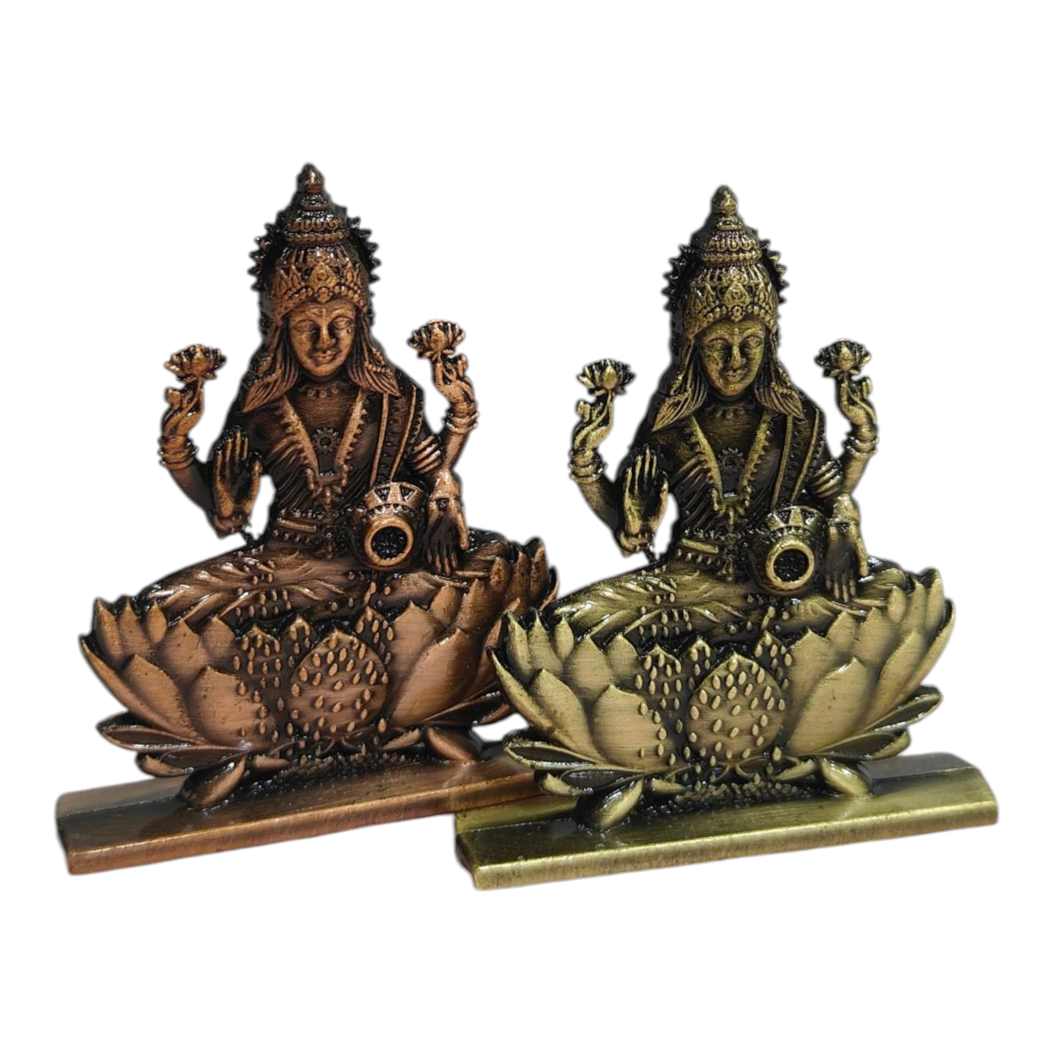 Sri Maha Lakshmi Gold & Copper Finish Car Dashboard / Desktop Religious figurine 3 inch