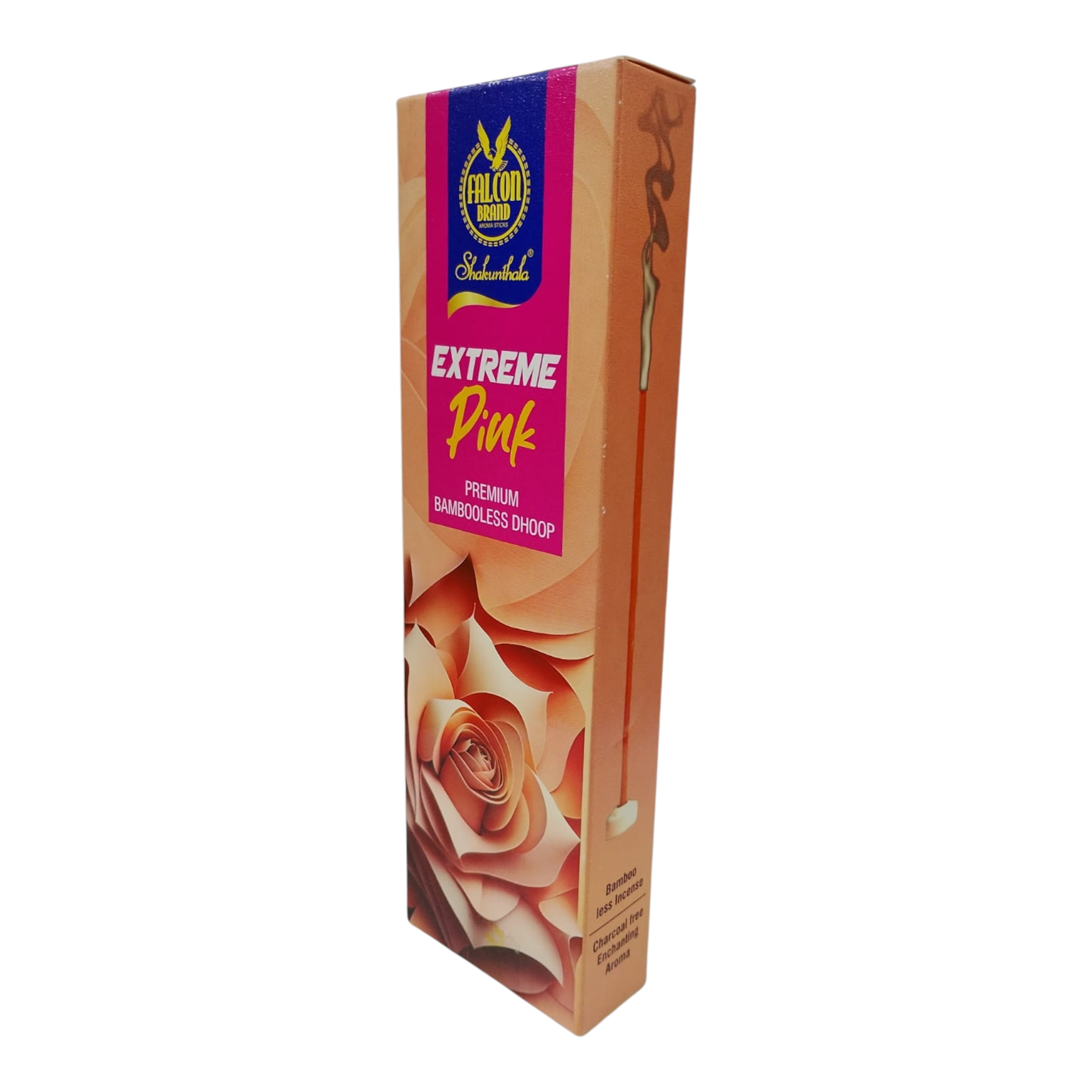 Falcon Brand Extreme Pink Premium Bambooless Dhoop Sticks - 100% Charcoal Free -