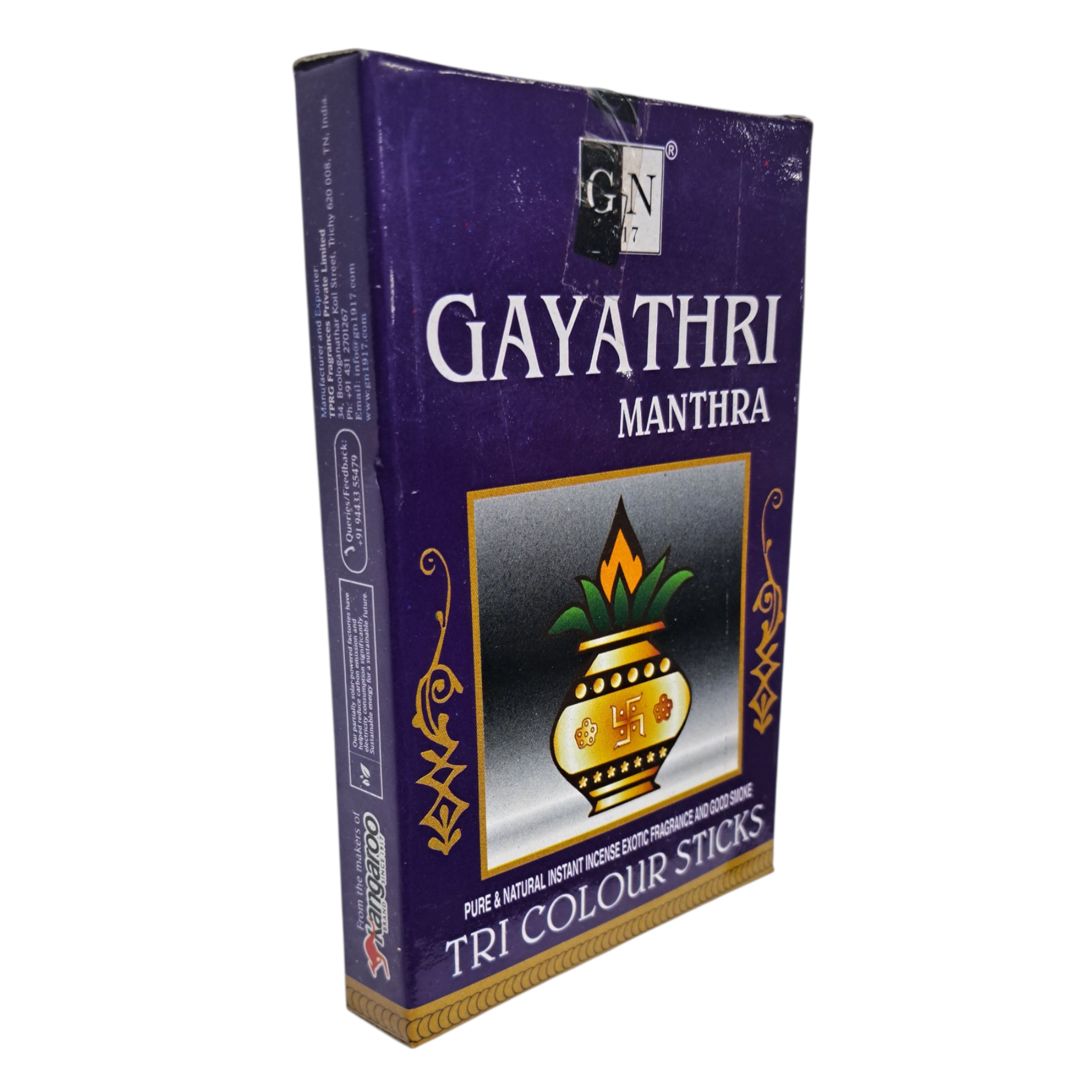 GN Kangaroo Gayathri Manthra Tri Colour Dhoop Sticks - Natural Herbal Fragrance Aromatic Dhoop for Pooja Rituals