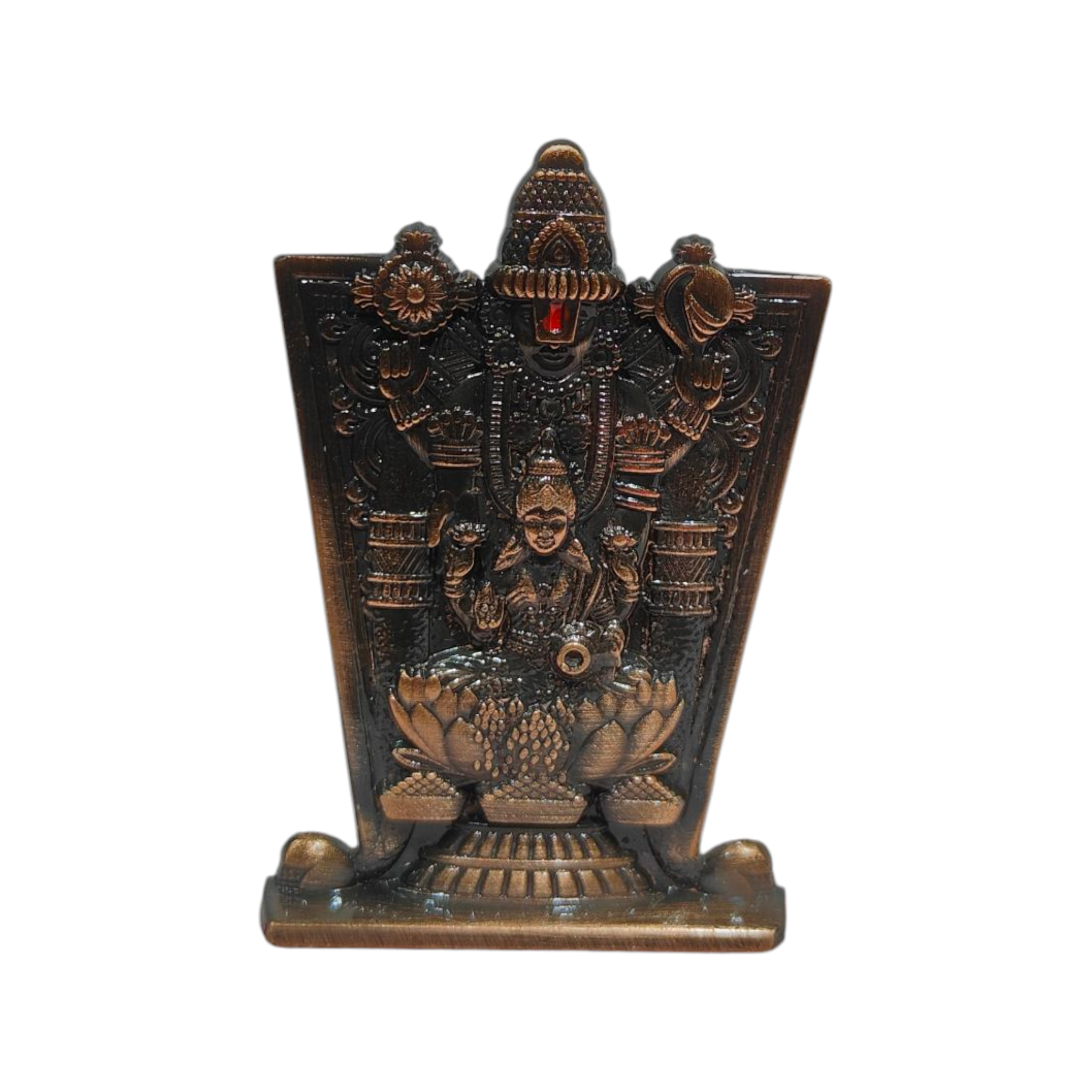 Lakshmi Srinivasa Perumal Golden Colour Copper finish Home Decor & Car Dashboard Figurine 3 inches