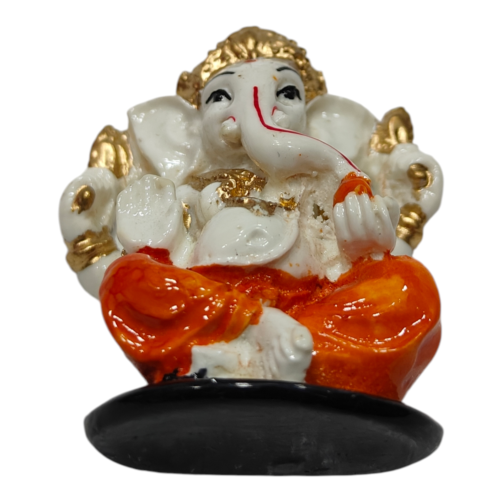 Mini White Ganesh Idol  SB 743 size 2 inches - Religious return gifts for Ganesh Chaturthi & Navratri Golu Celebration