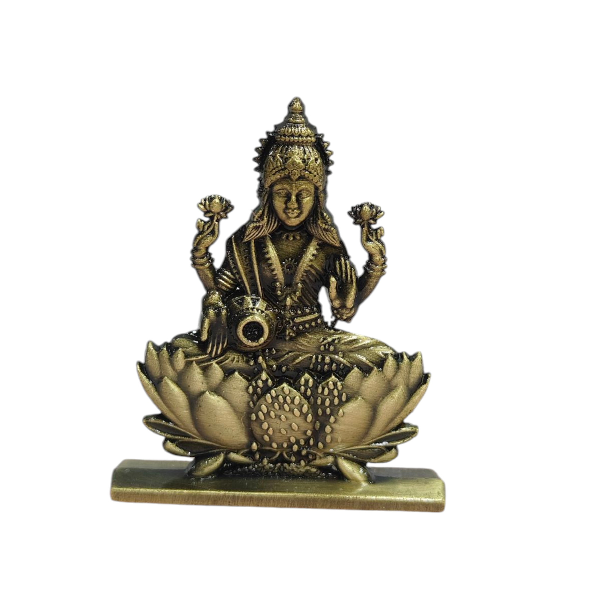 Sri Maha Lakshmi Gold & Copper Finish Car Dashboard / Desktop Religious figurine 3 inch