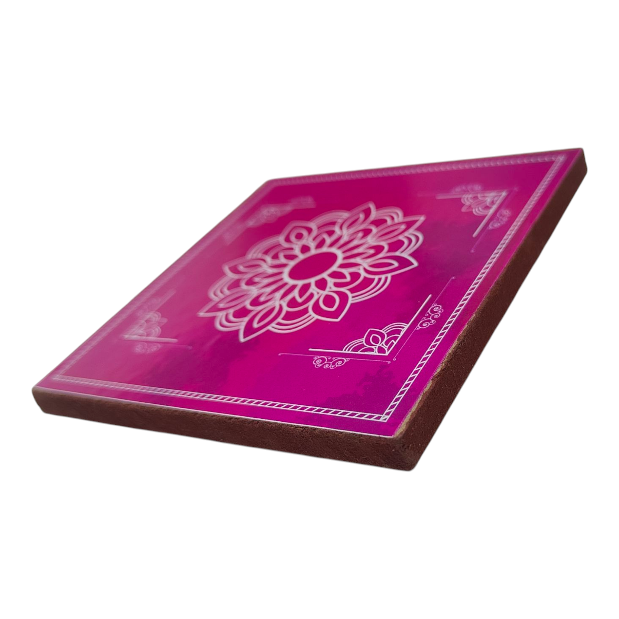 Country Wood Square Kola Manai Rangoli Chowki size 3 inch for Pooja Decoration & Gifting