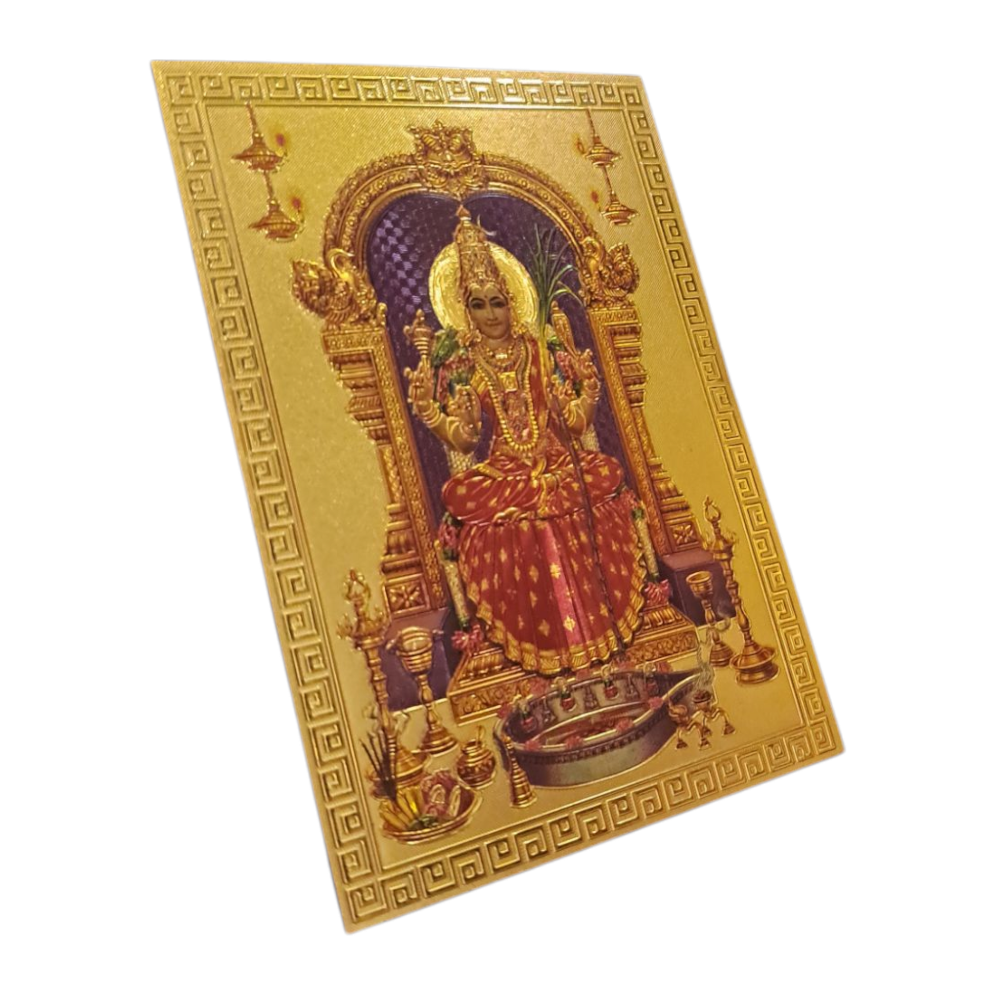 Kamakshi Amman - Purple background Fridge Magnet Divine Decorative Souvenir 6.25 X 8.5 Cms