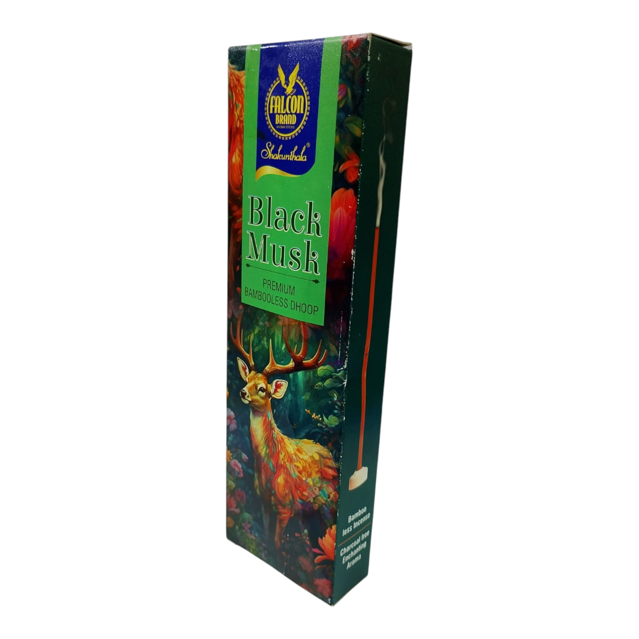 Falcon Brand Black Musk Premium Bambooless Dhoop Sticks - 100% Charcoal Free - Long Lasting