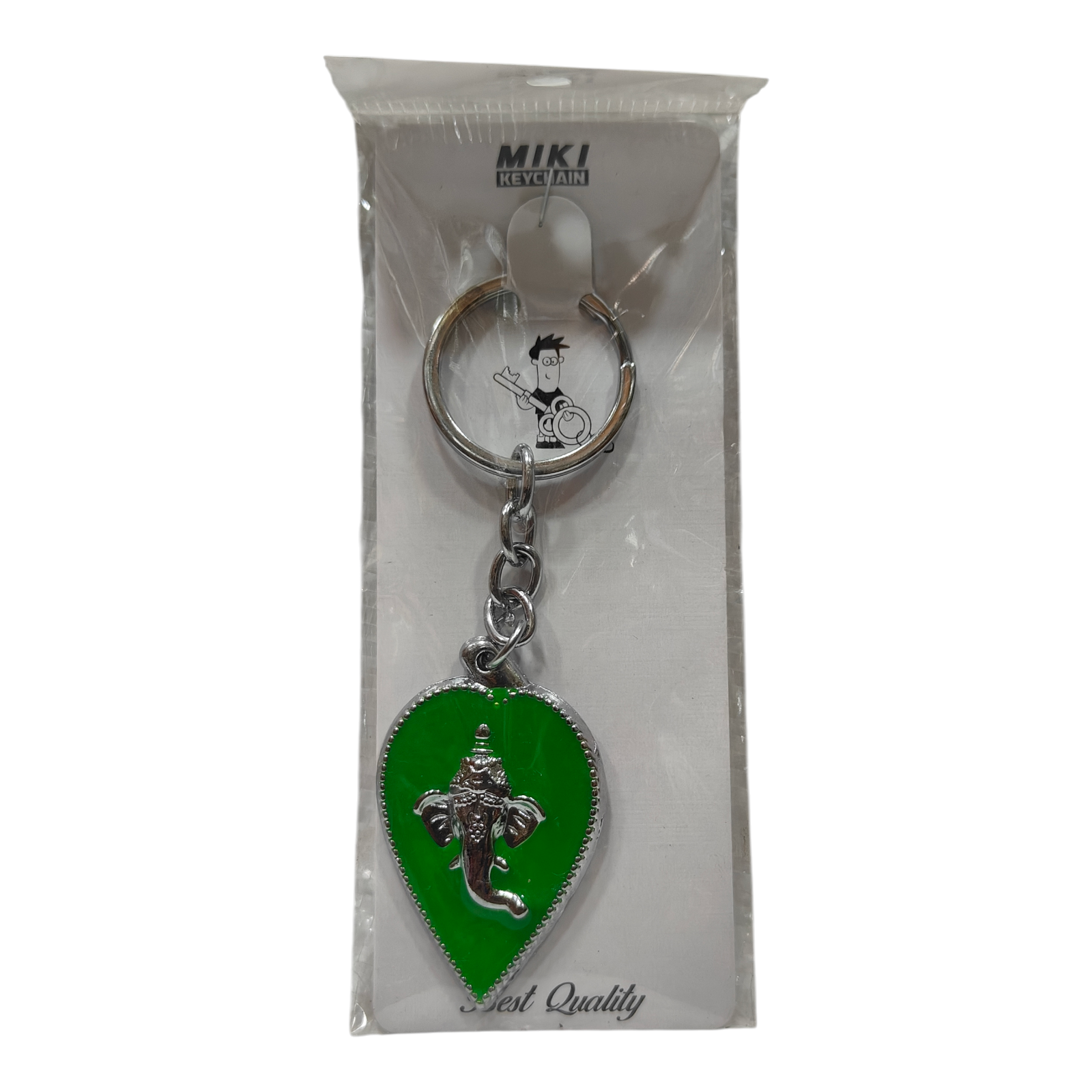 Sri Ganesh on  Pipal Leaf Silver Metal Key Chain - Sri Ganesh Chathurthi spiritual Return Gift