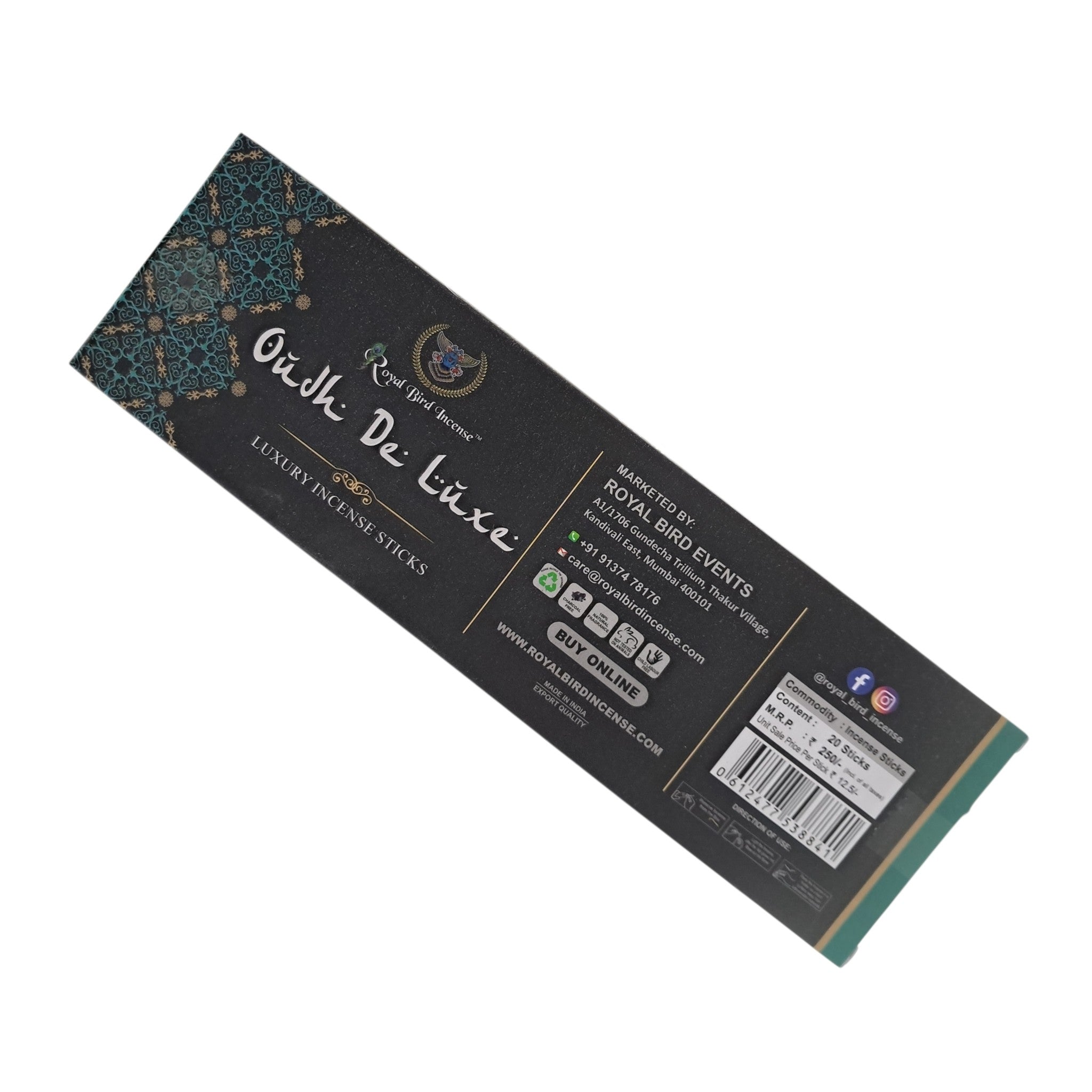 Royal Bird Incense Oudh Deluxe Luxury Natural Incense Sticks for a peaceful and luxurious ambience